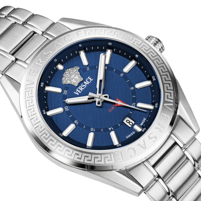 Versace V-Code GMT Men’s Blue Silver Watch - Image 3