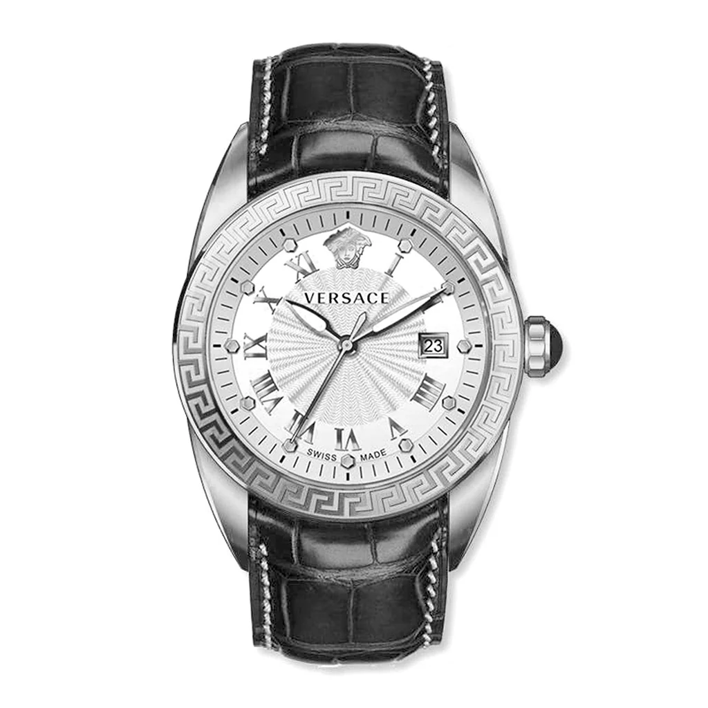 Versace V-Sport 42mm Men's White Black Leather Watch