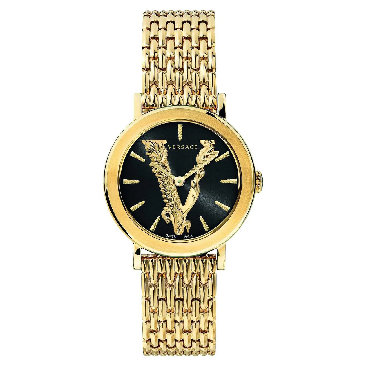Versace Virtus 36mm Ladies' Black Gold Watch