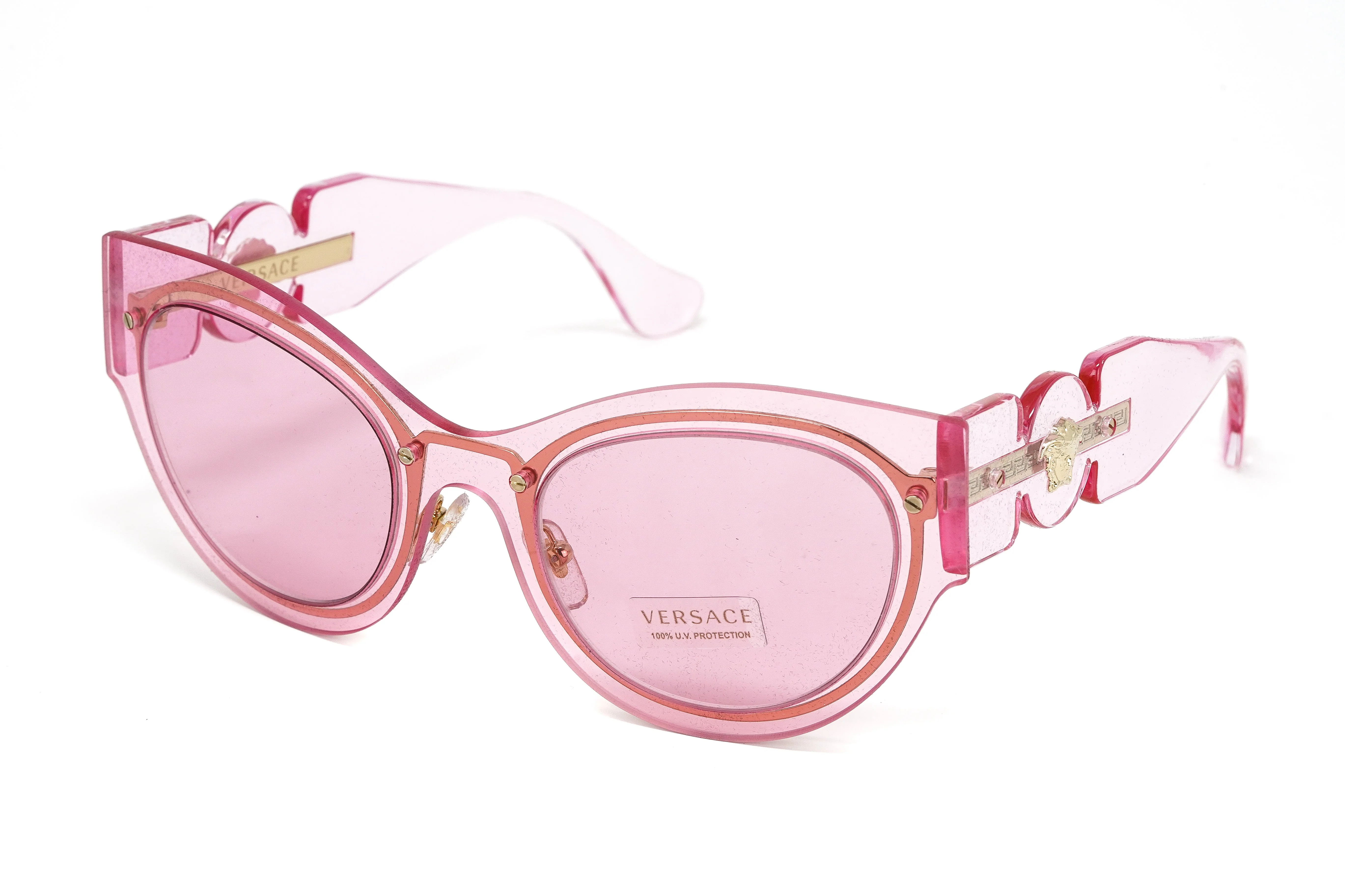 Versace Women's Sunglasses Cat Eye Transparent Pink - Image 3