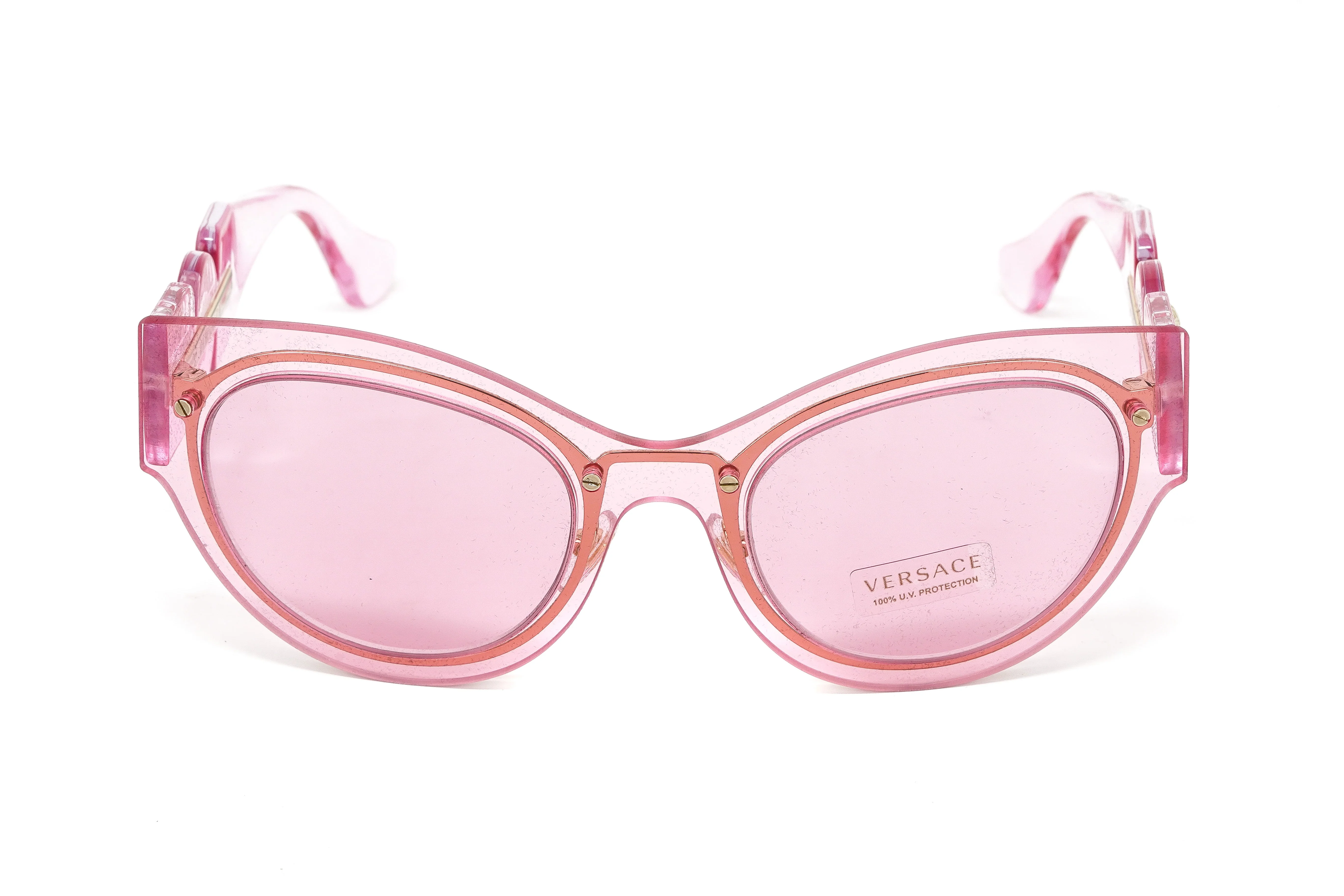 Versace Women's Sunglasses Cat Eye Transparent Pink - Image 4