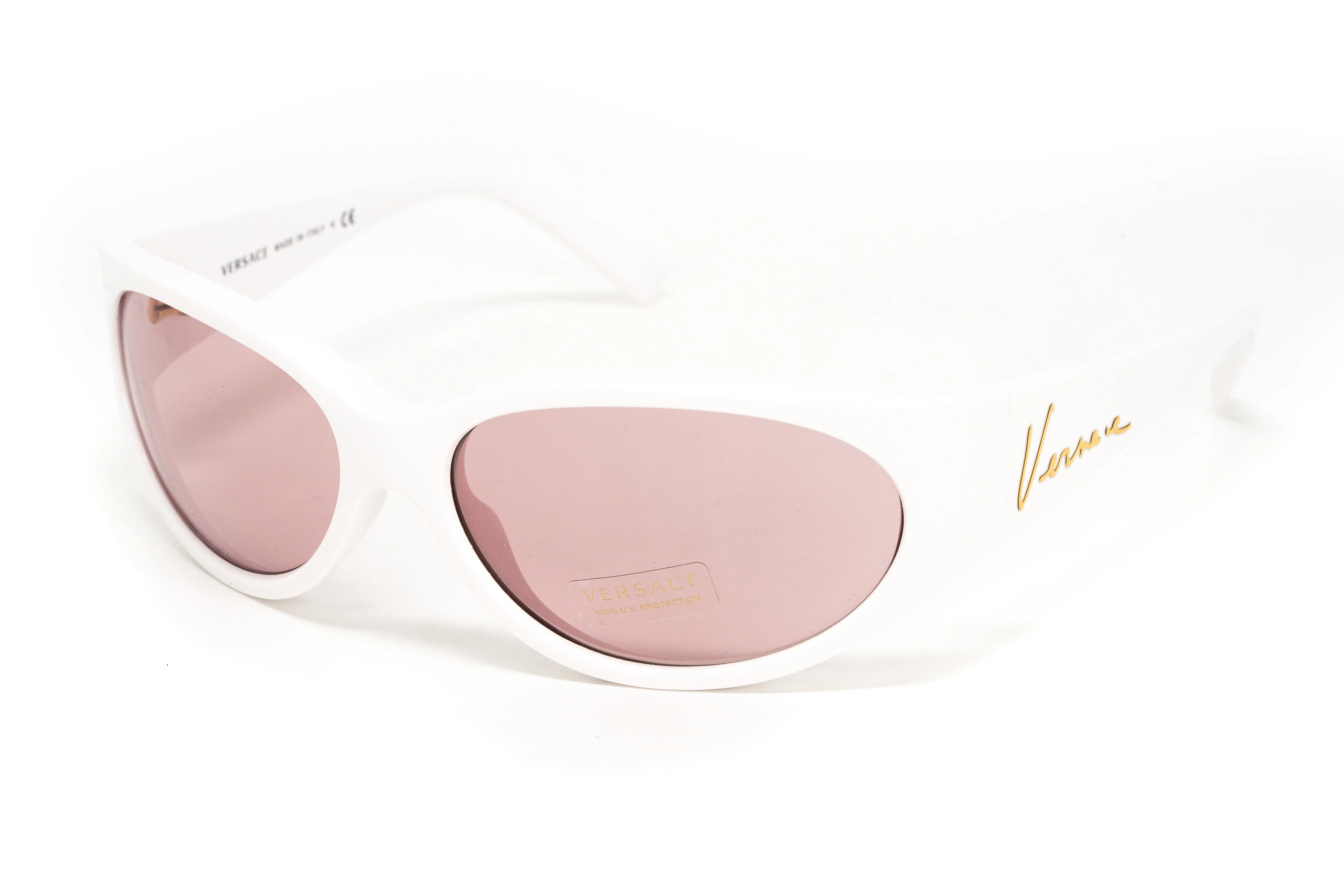 Versace Women's Sunglasses Cat Eye White/Pink - Image 3