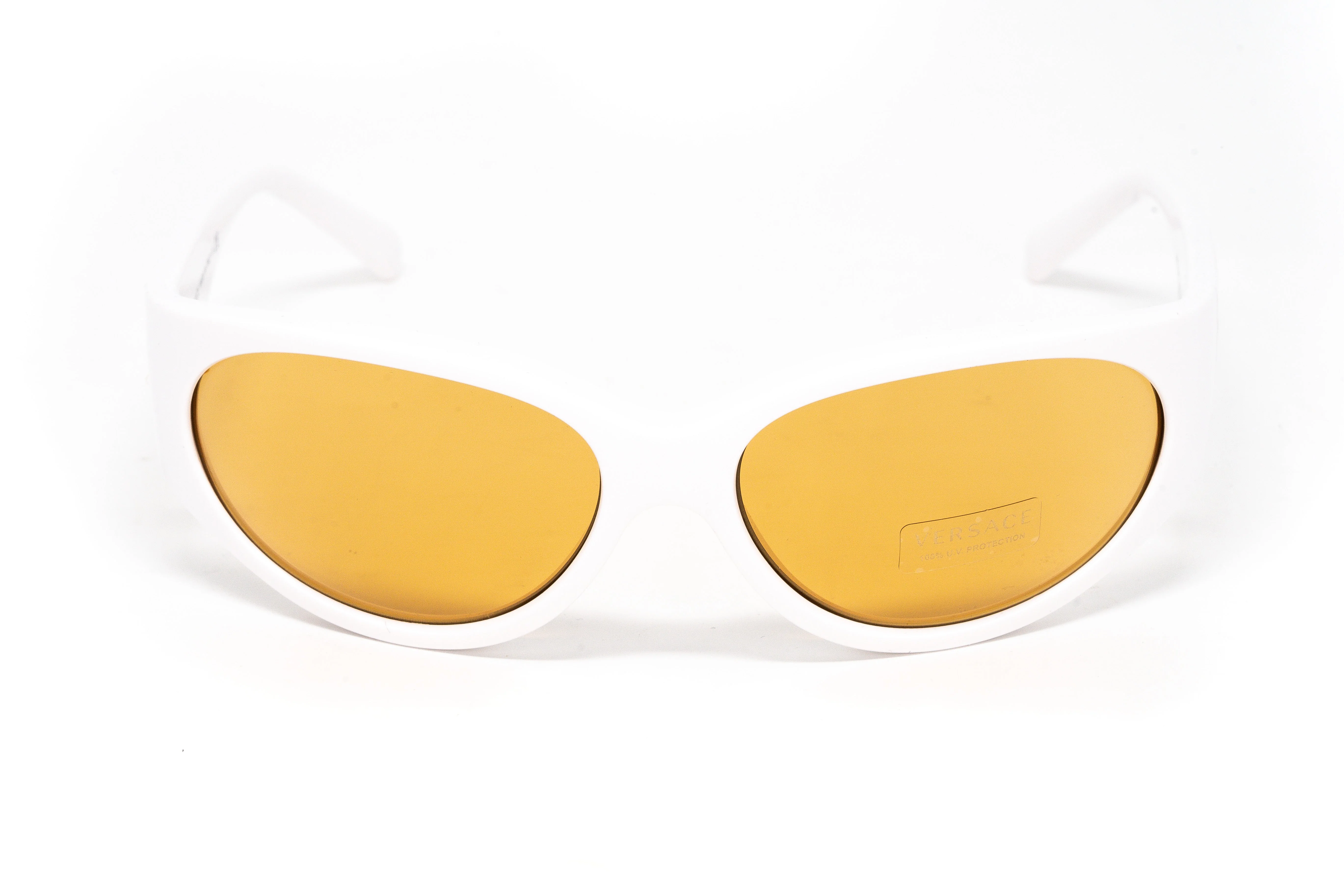 Versace Women's Sunglasses Cat Eye White/Yellow - Image 4