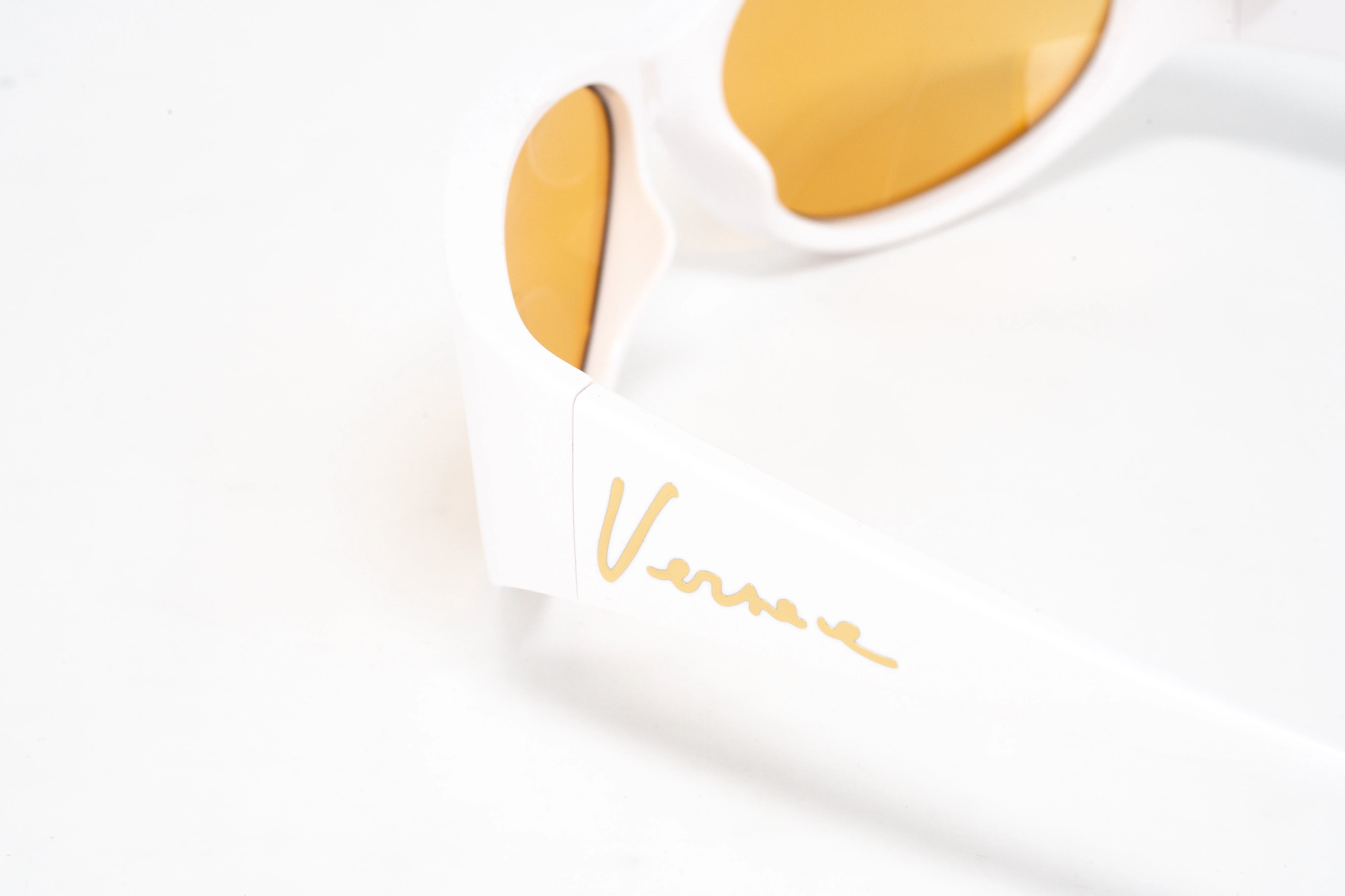 Versace Women's Sunglasses Cat Eye White/Yellow - Image 7