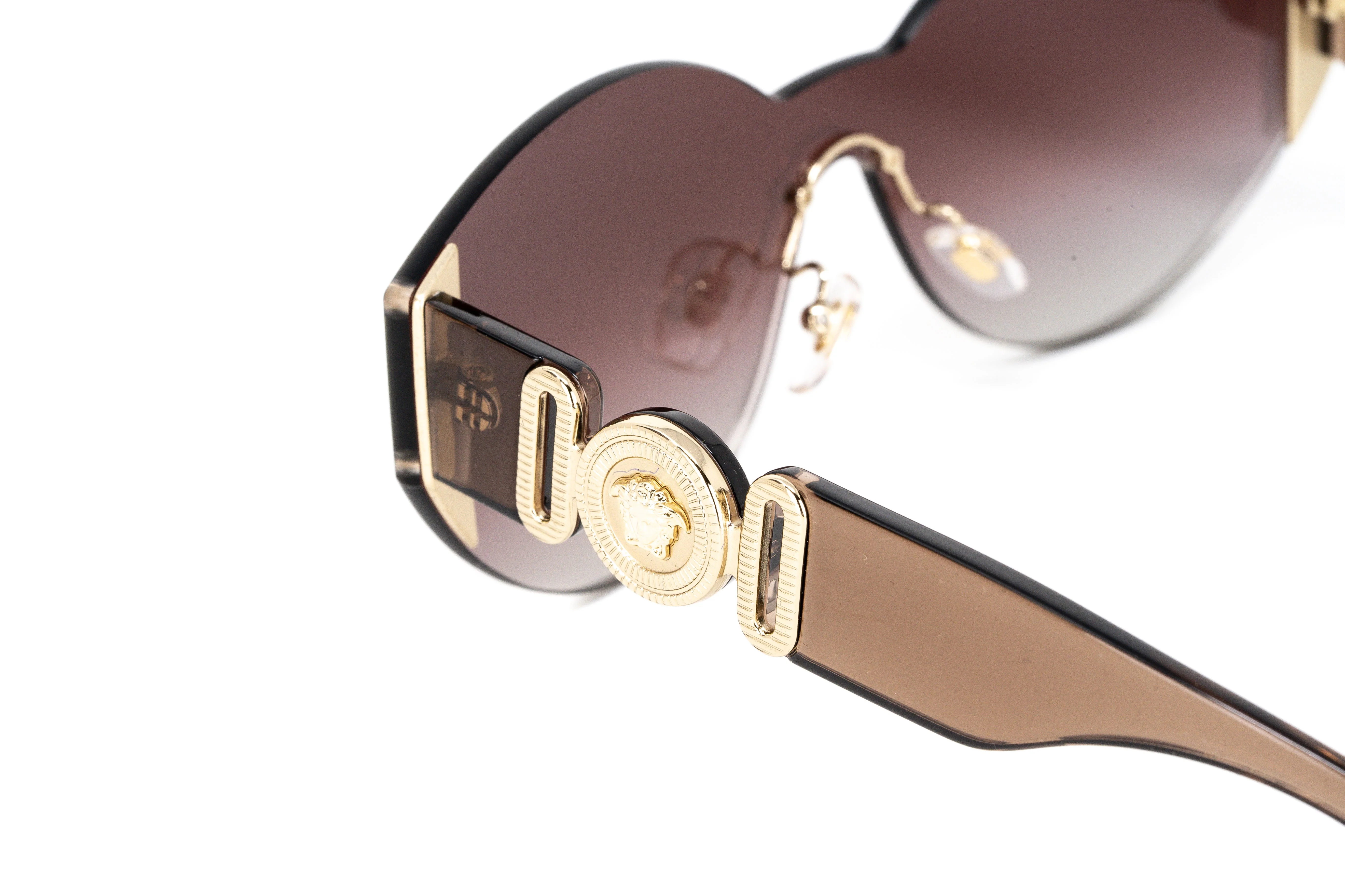 Versace Women's Sunglasses Rimless Cat Eye Beige - Image 6