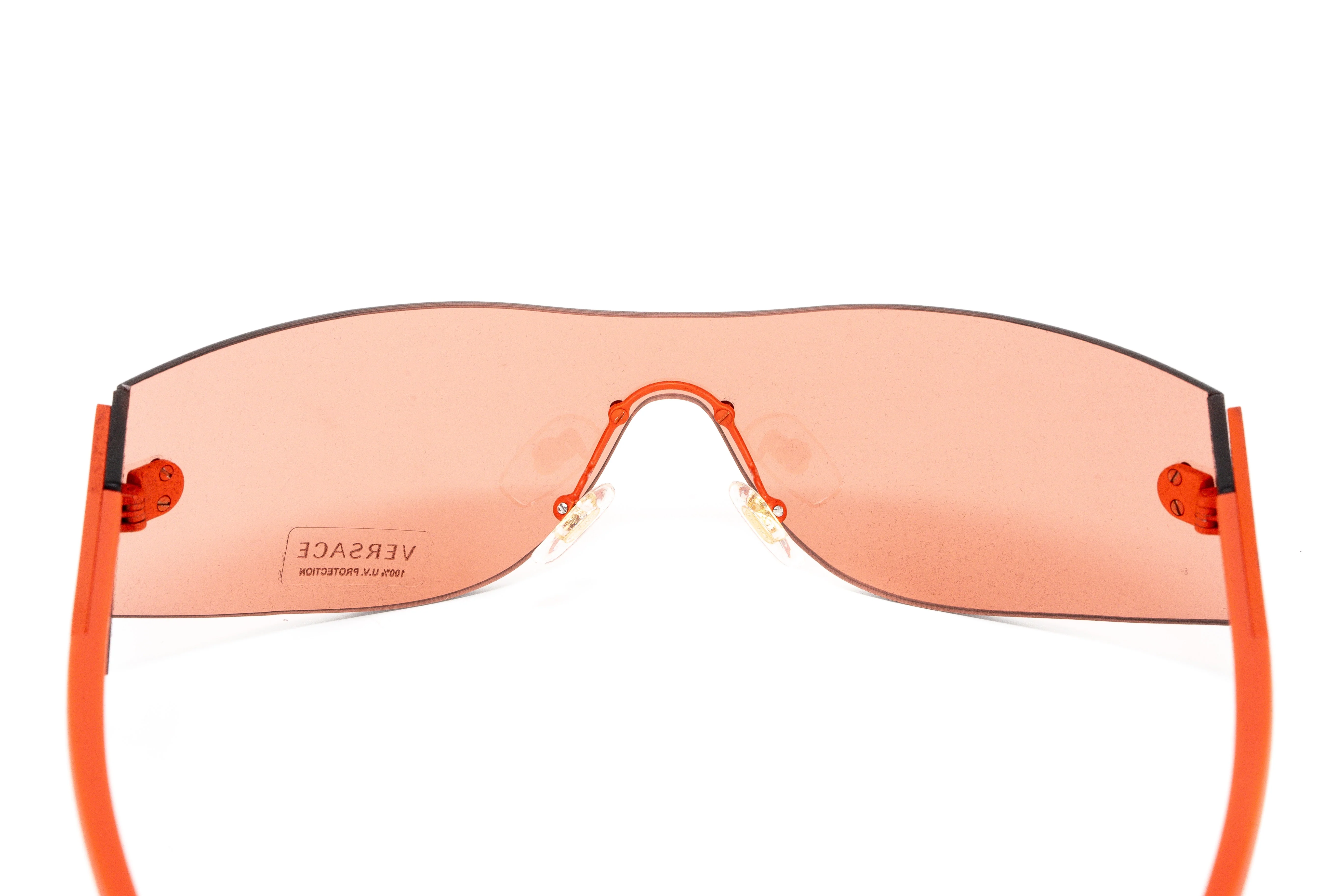 Versace Women's Sunglasses Rimless Shield Red - Image 6