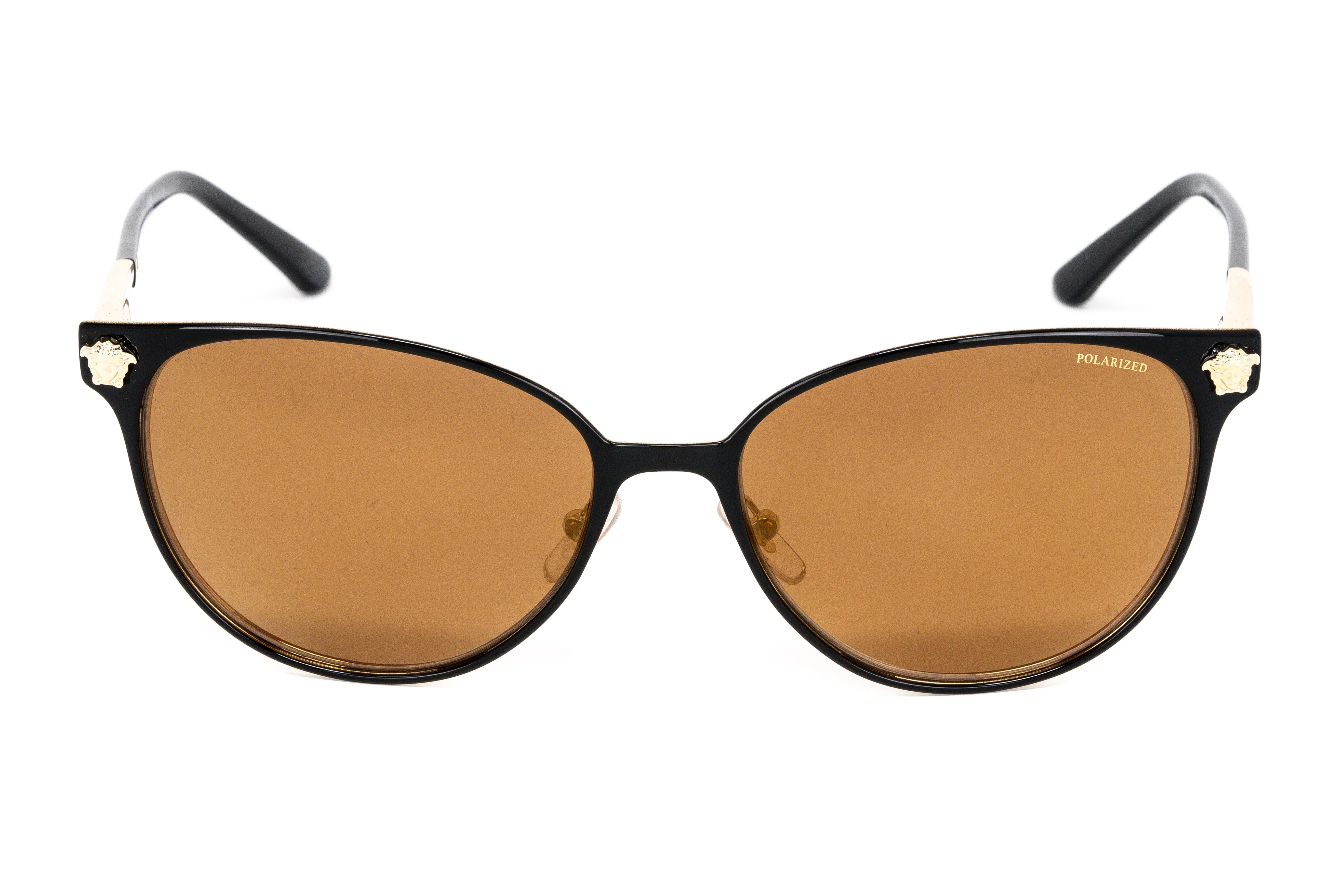 Versace Women's Sunglasses Square Black/Pale Gold Polar - Image 2