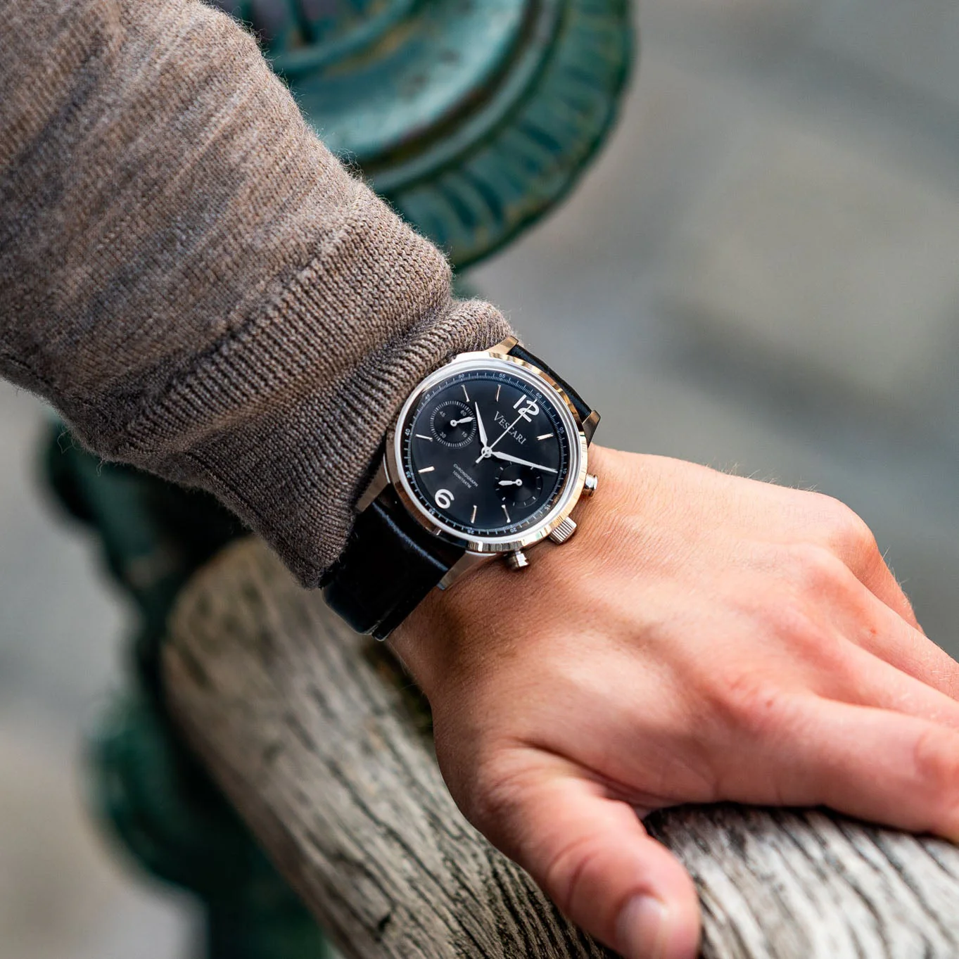 Vescari Chestor Steel Black Chronograph Watch - Image 2