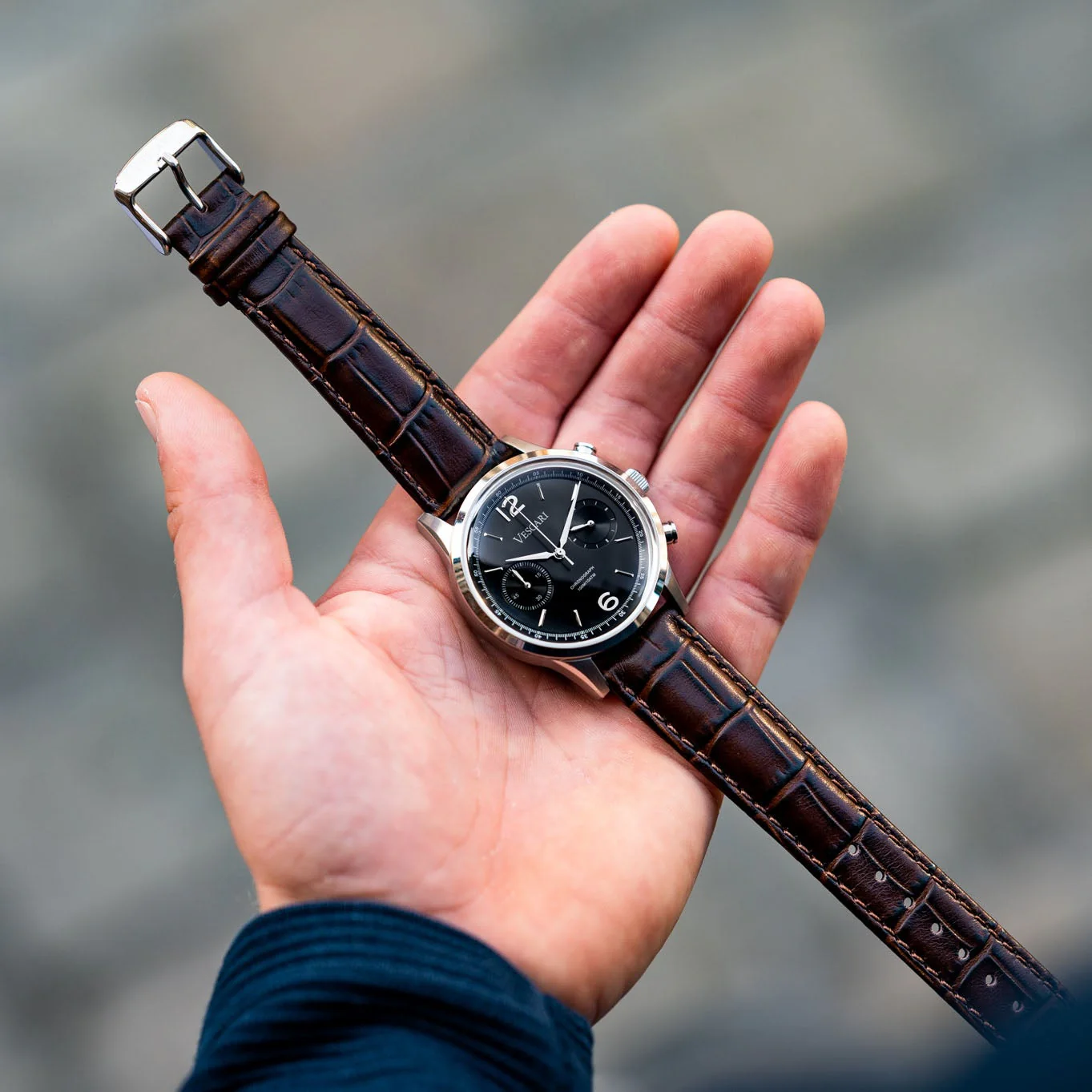Vescari Chestor Steel Black Chronograph Watch - Image 2