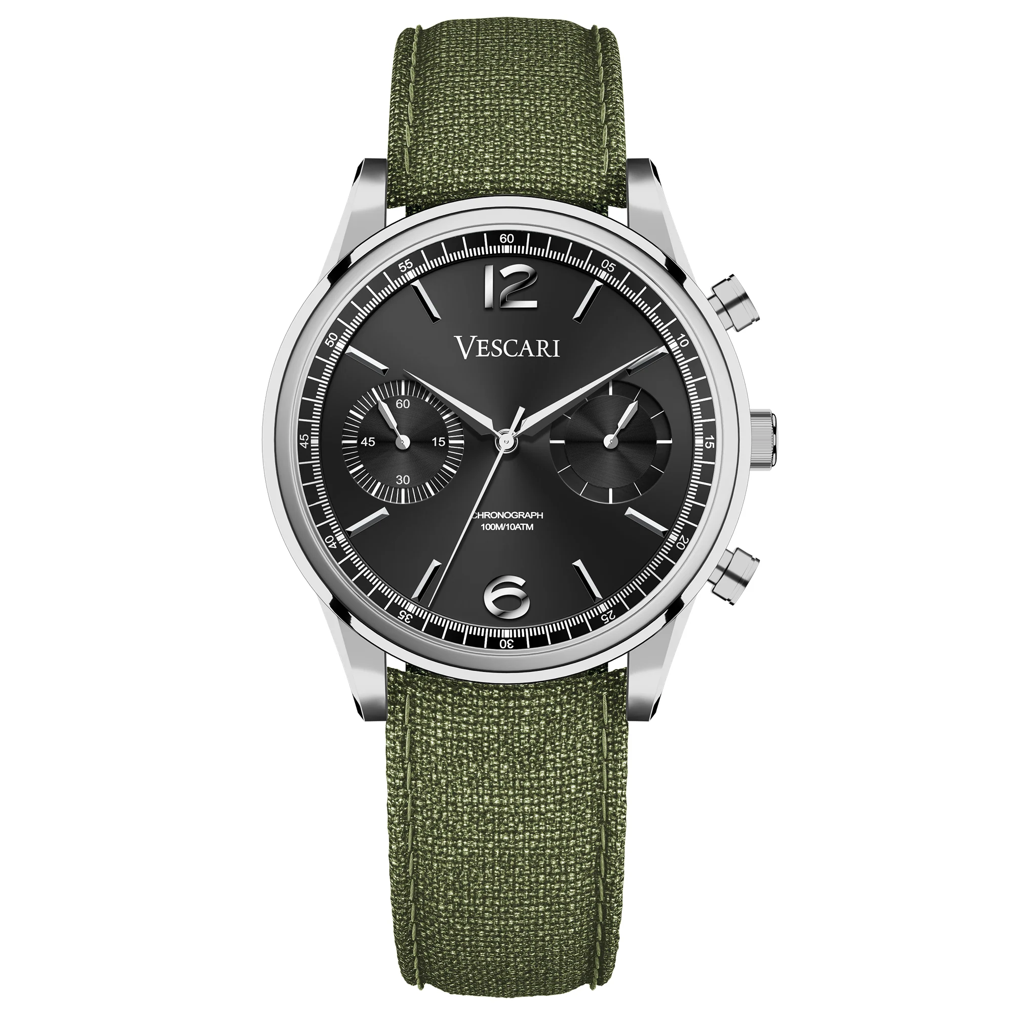 Vescari Chestor Steel Black Chronograph Watch
