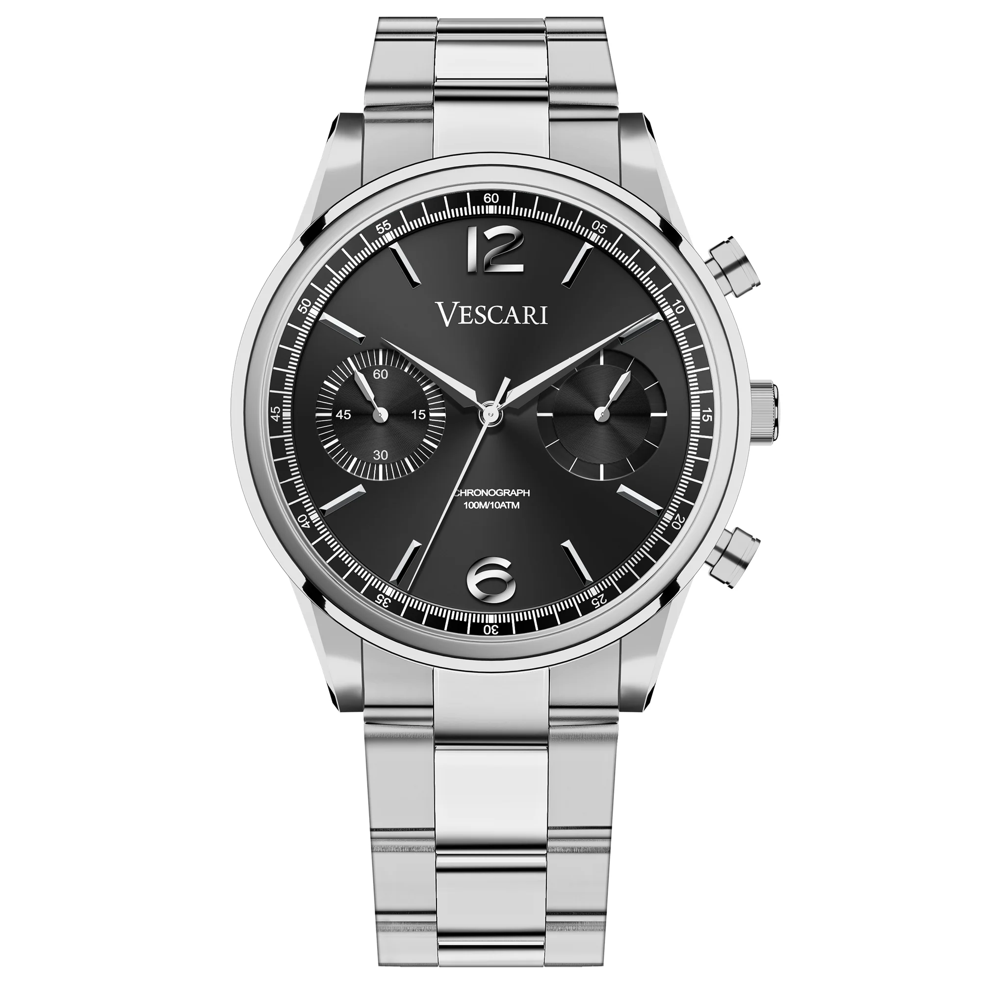 Vescari Chestor Steel Black Chronograph Watch