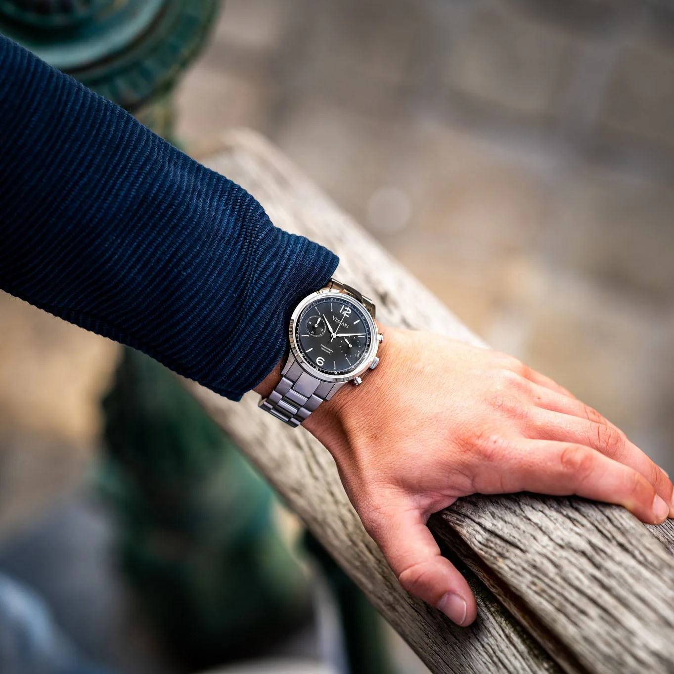 Vescari Chestor Steel Black Chronograph Watch - Image 2