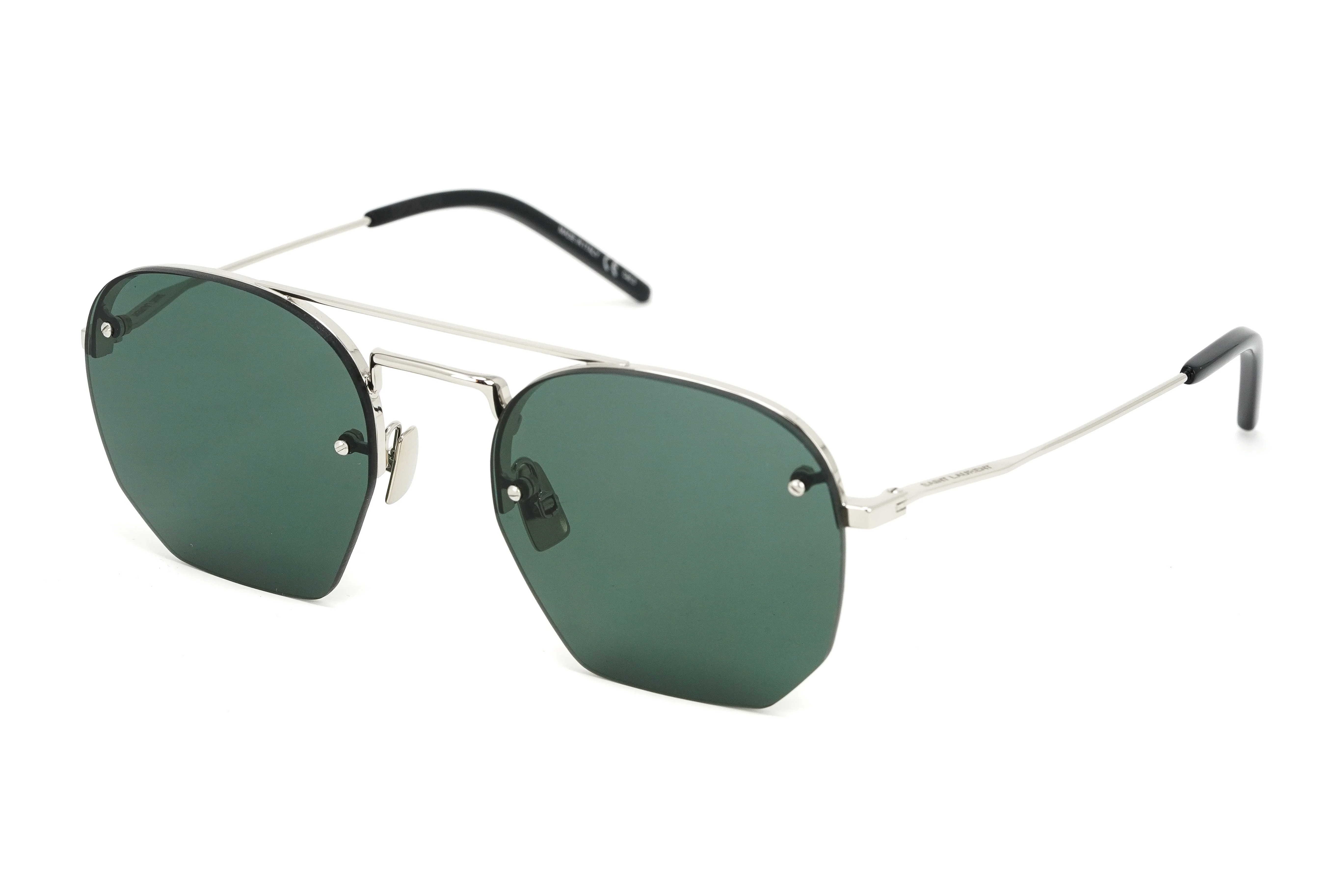 Saint Laurent Men's Sunglasses Irregular Rimless Silver/Green - Image 3