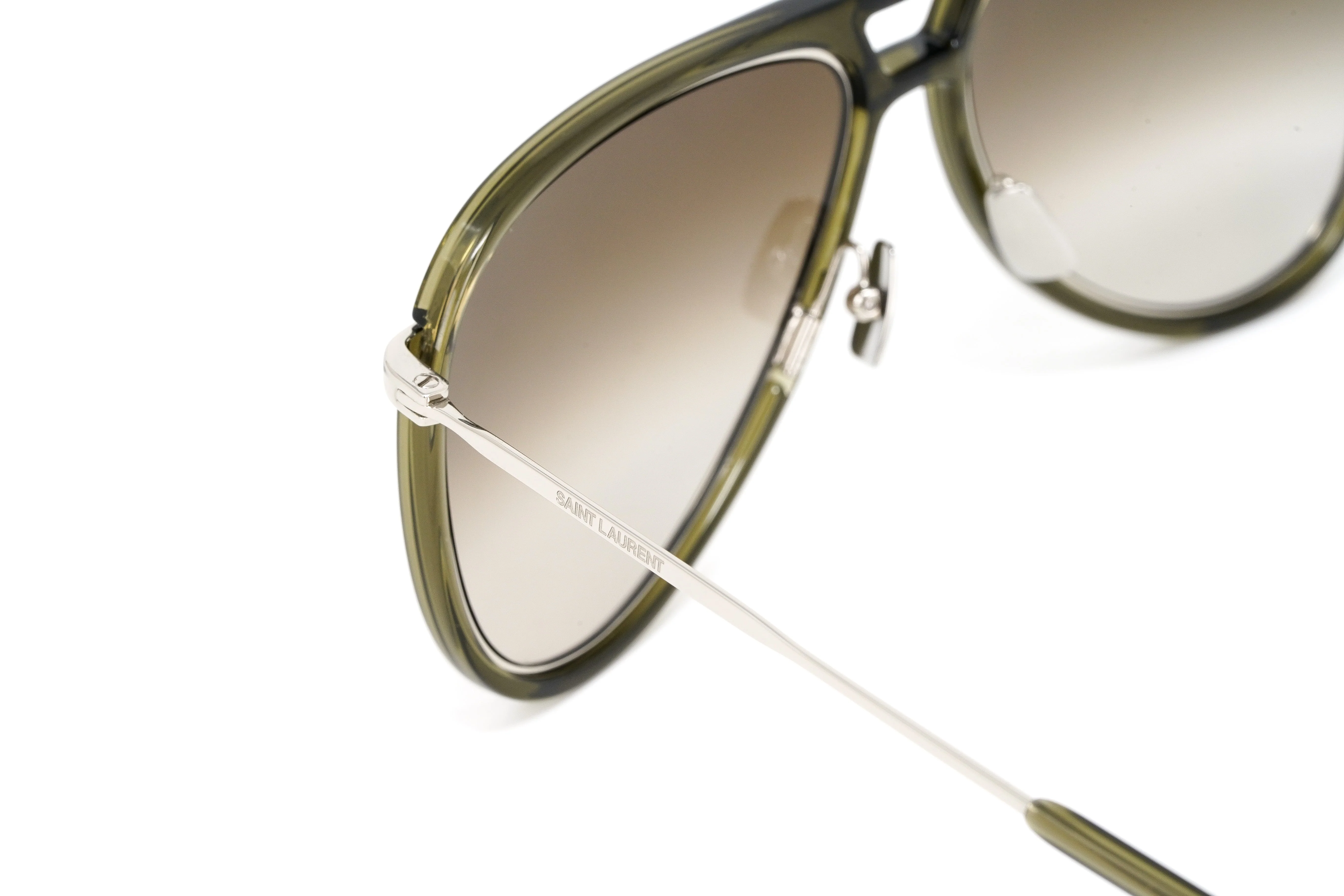 Saint Laurent Unisex Sunglasses Pilot Khaki - Image 6