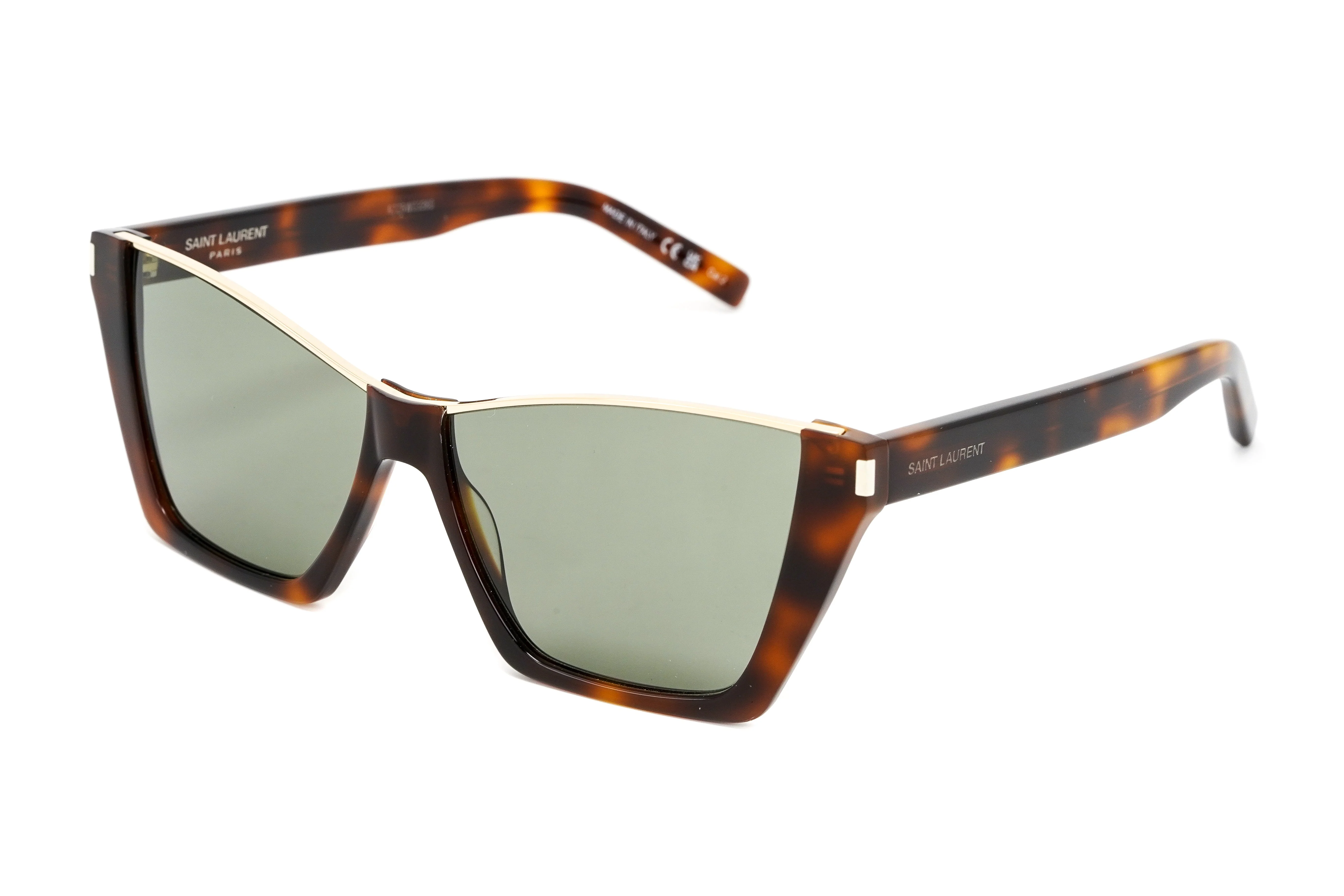 Saint Laurent Women's Sunglasses Rectangular Cat Eye Tortoise